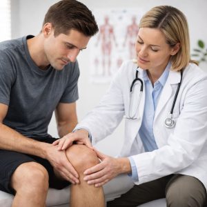 Ärztliche Untersuchung am Knie